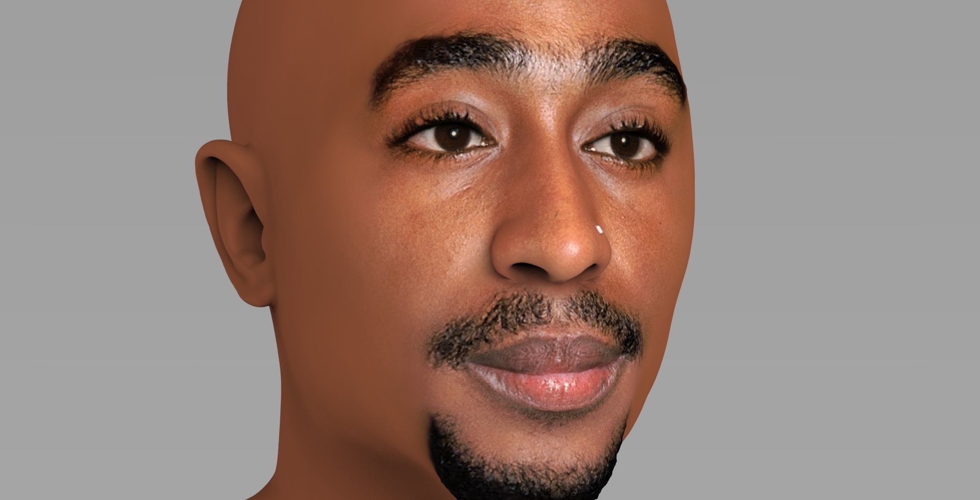 Tupac Shakur bust ready for full color 3D printing 3D print model_13
