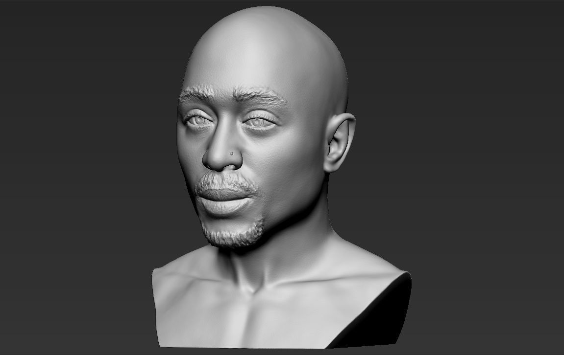 Tupac Shakur bust ready for full color 3D printing 3D print model_25