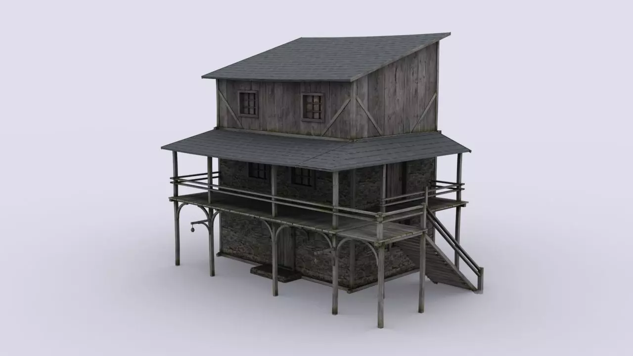 Medival hous 3 Low-poly 3D model