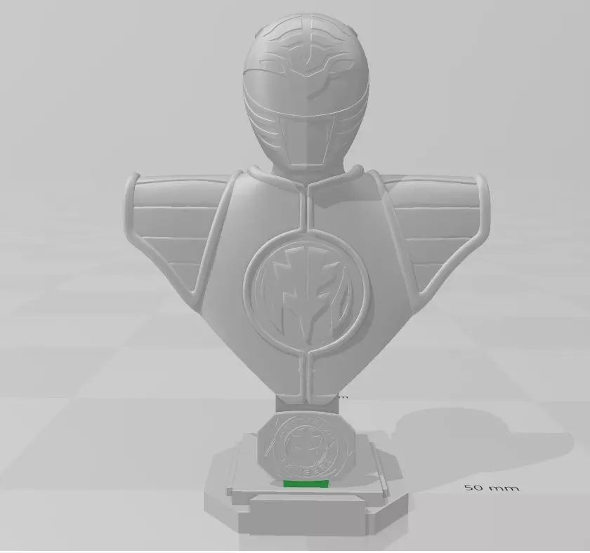 White ranger bust 3D print model_0