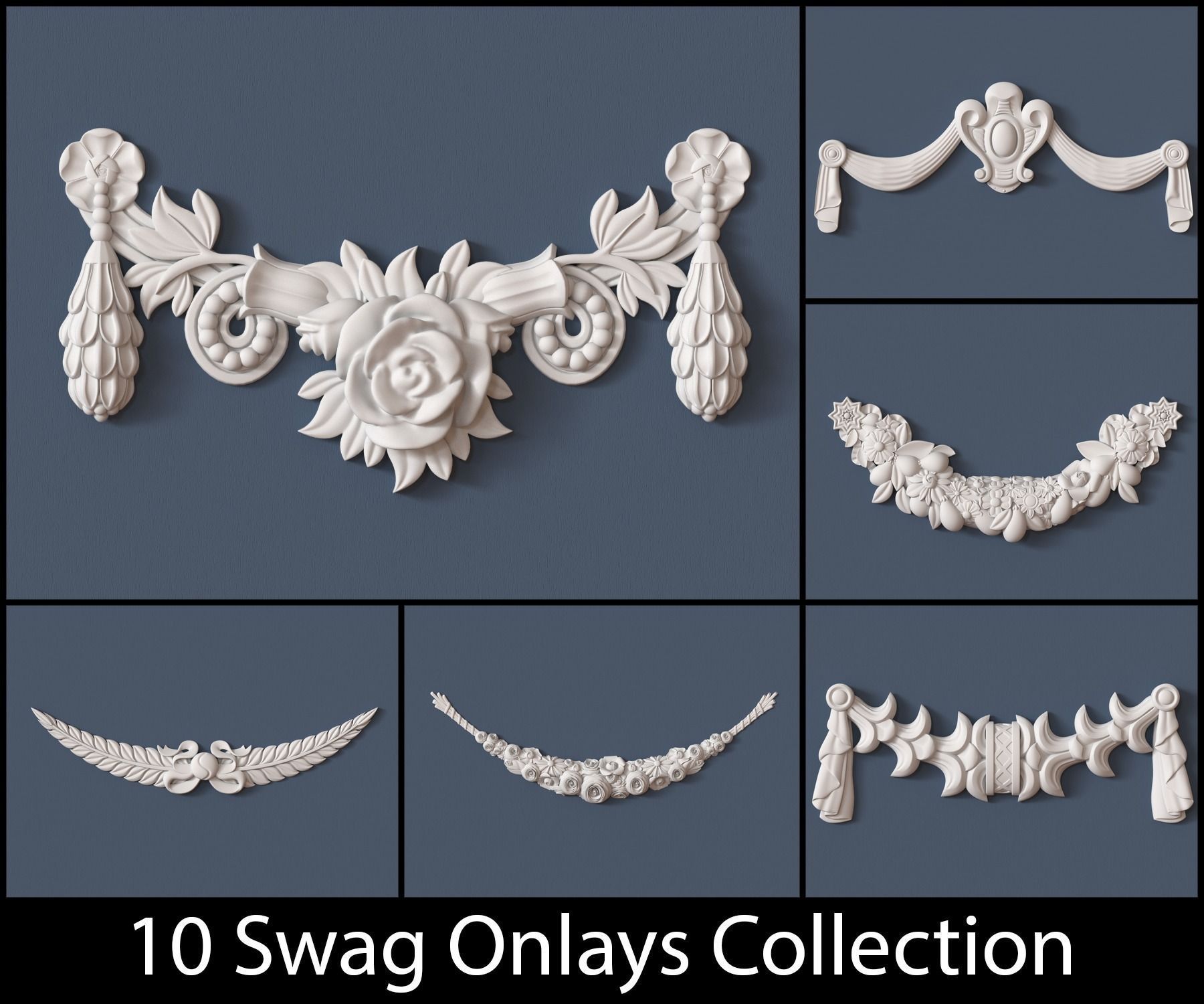 10 Swag Onlays Collection 3D model_0