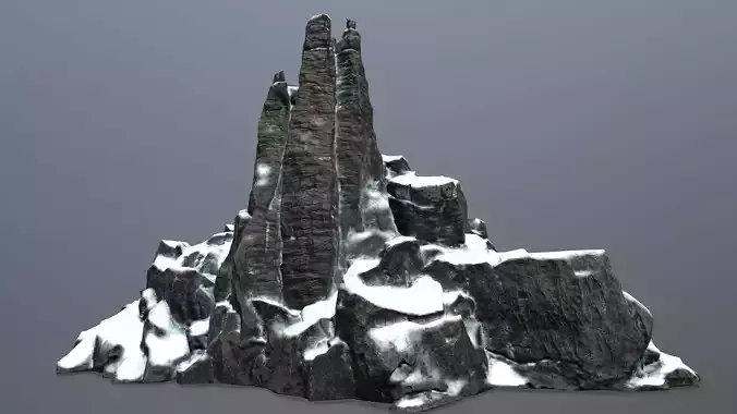 rocks mountain with snow on top