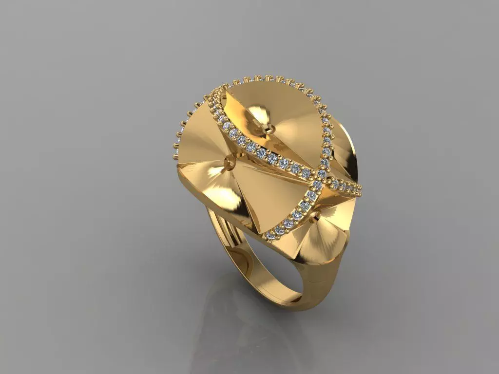 GC GOLD Y213- Diamond gold Ring 3D print model_0