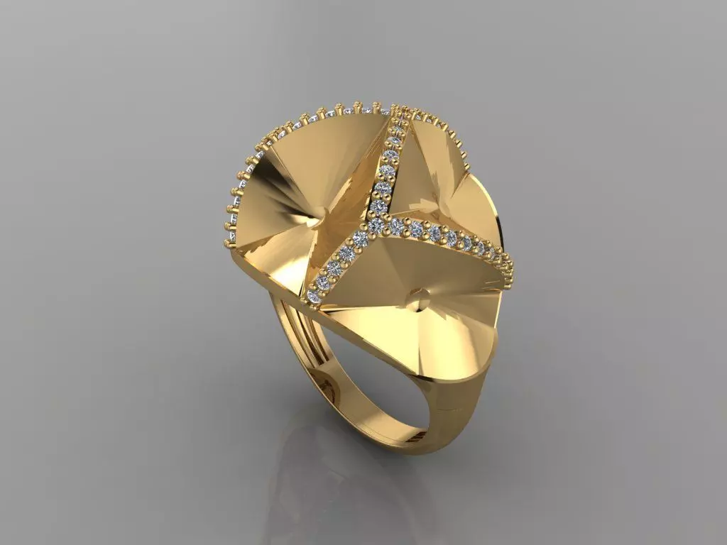 GC GOLD Y215- Diamond gold Ring  3D print model_0