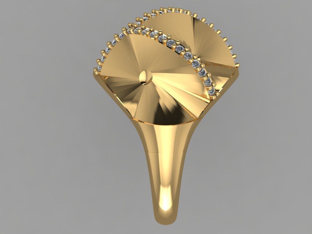 GC GOLD Y215- Diamond gold Ring  3D print model_4