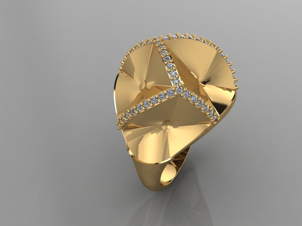 GC GOLD Y215- Diamond gold Ring  3D print model_1