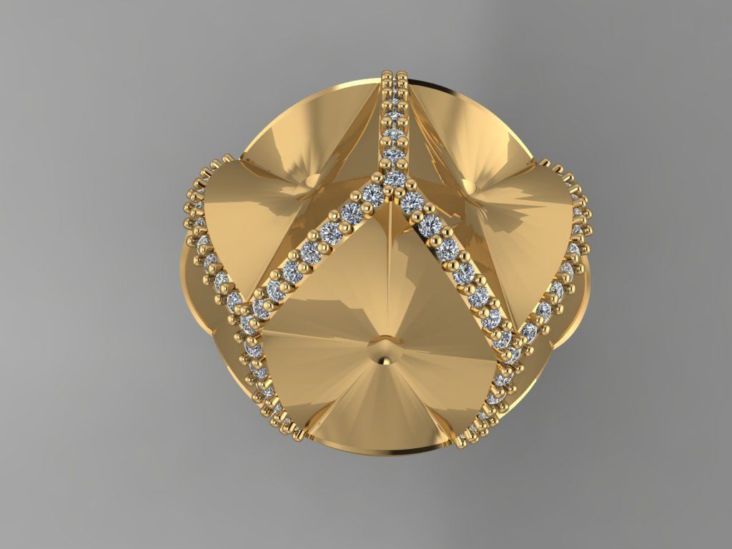 GC GOLD Y215- Diamond gold Ring  3D print model_2