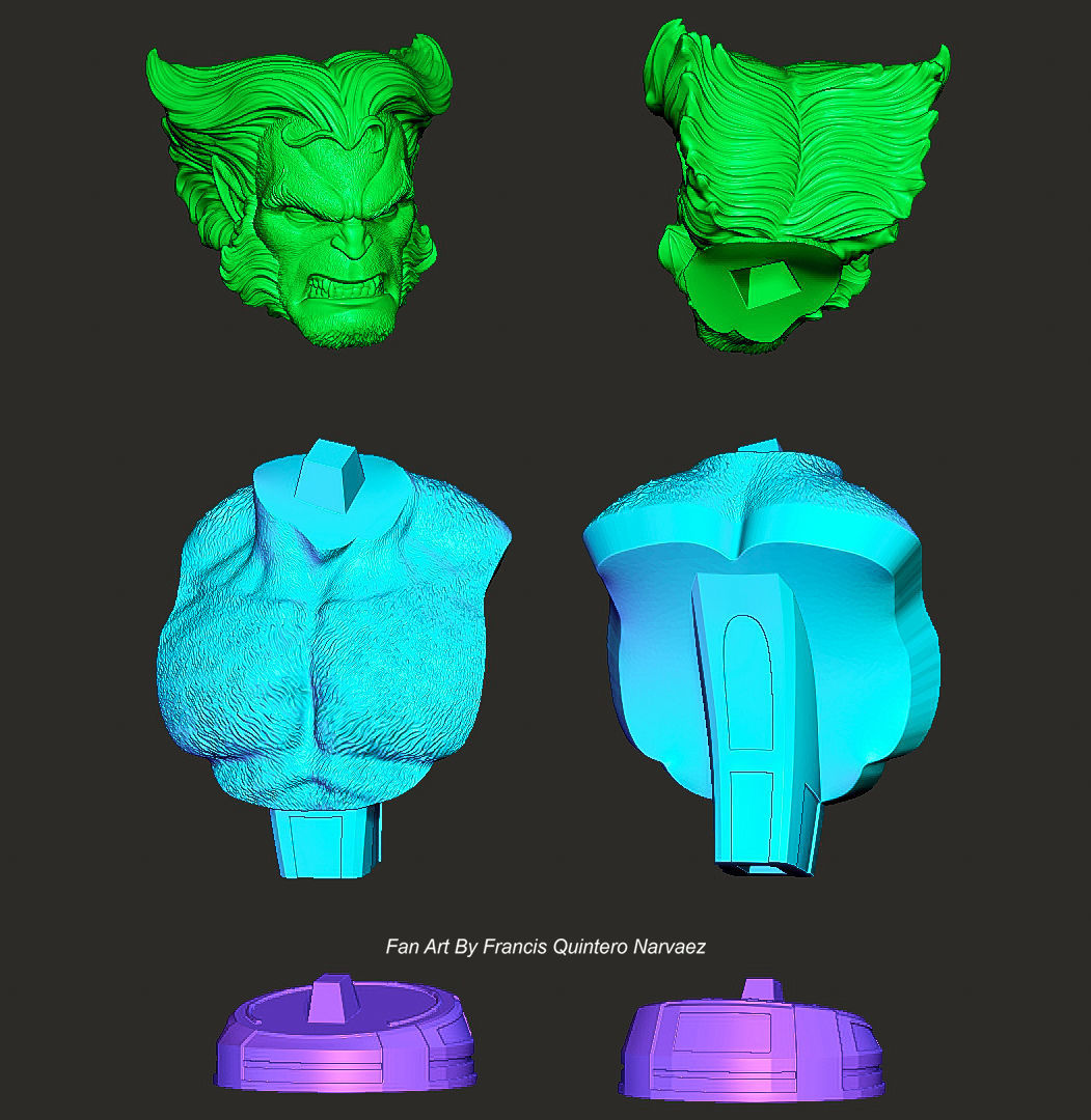 Campbells Beast Bust 3D print model_2