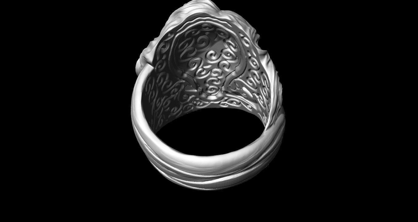 rings silver sculpture with two hands 3D print model_8