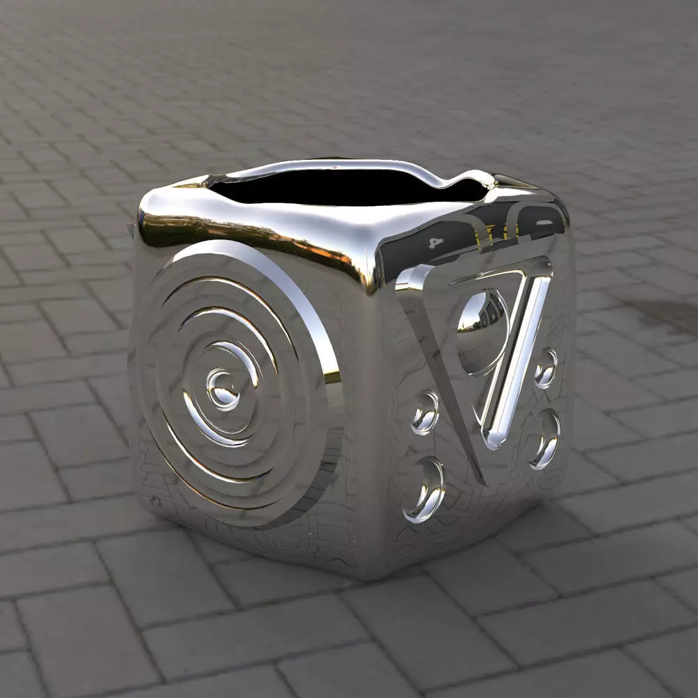 Vase cube 3D print model_0