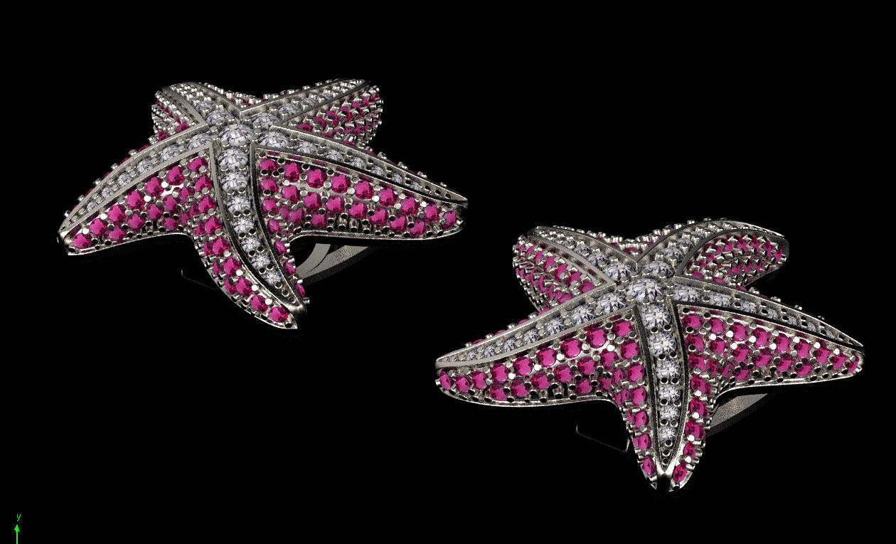 earrings star 3D print model_75