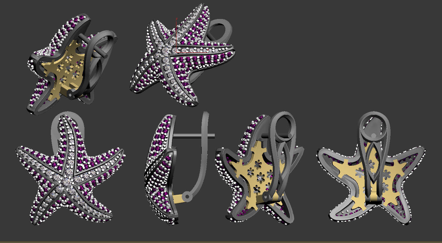 earrings star 3D print model_69