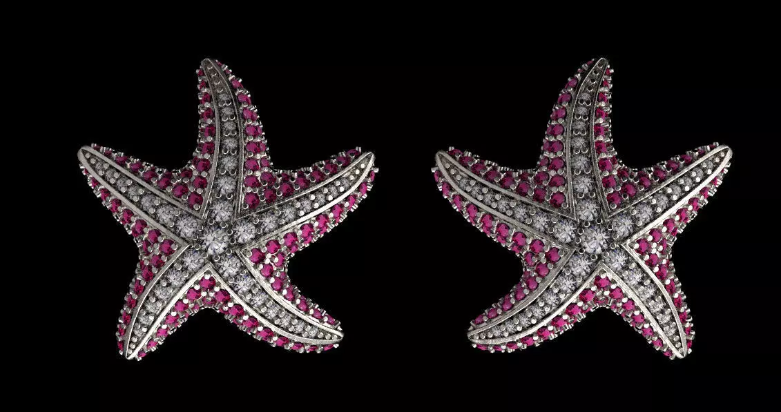 earrings star 3D print model_0