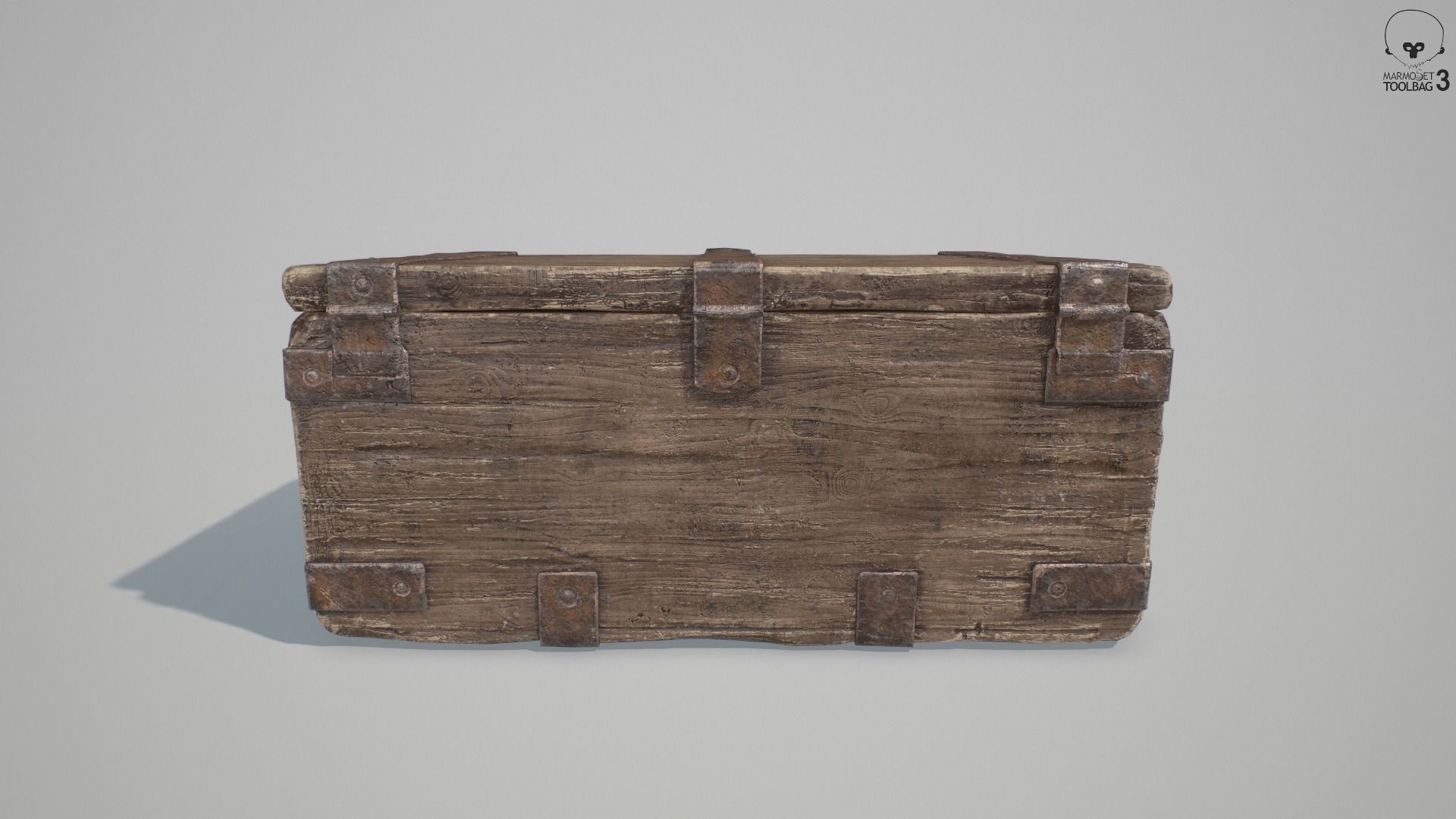 PBR Old Wooden Chest Low-poly 3D model_8
