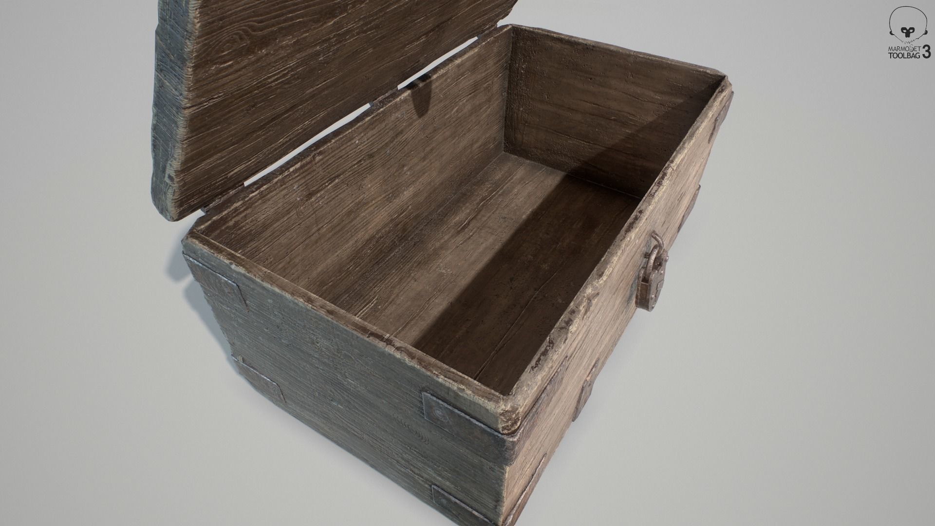 PBR Old Wooden Chest Low-poly 3D model_2