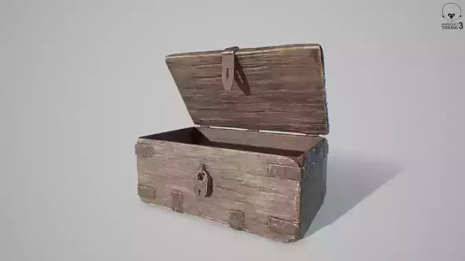 PBR Old Wooden Chest Low-poly 3D model