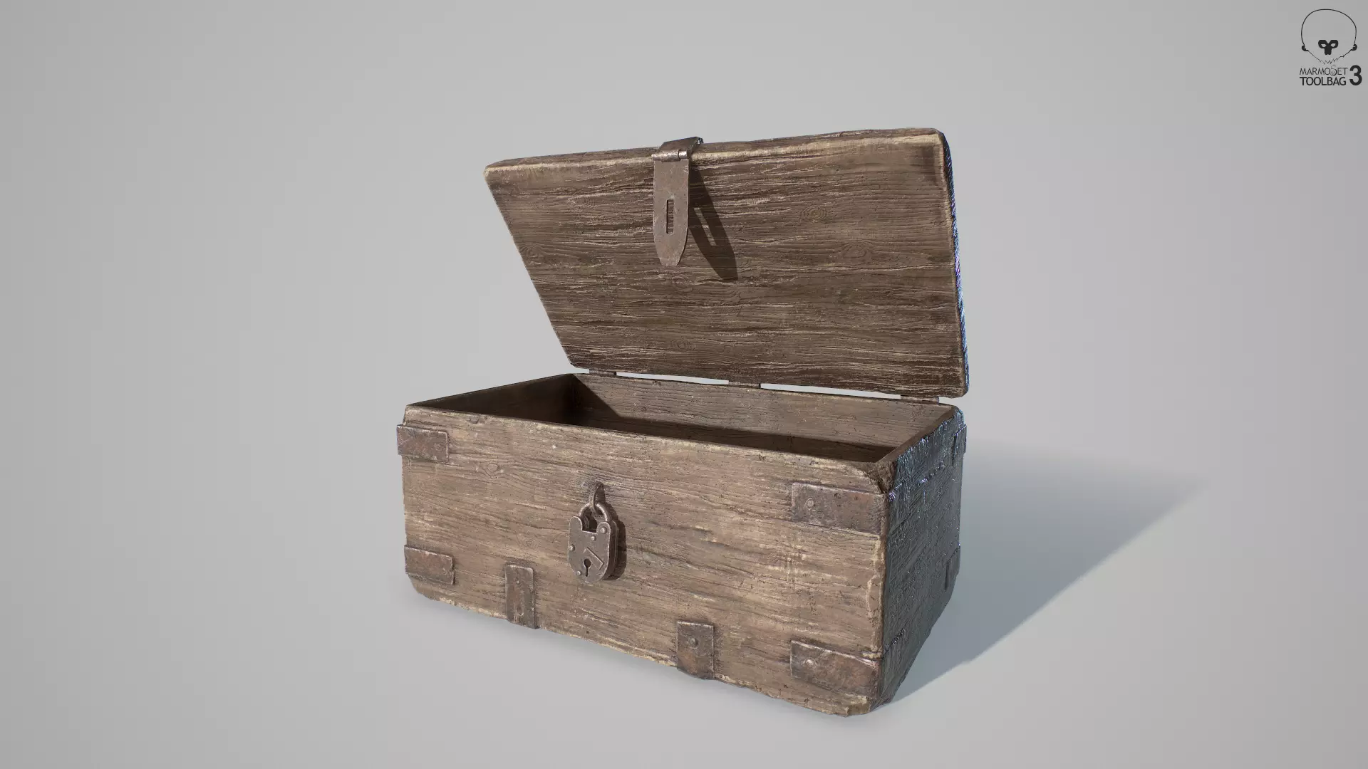 PBR Old Wooden Chest Low-poly 3D model_0