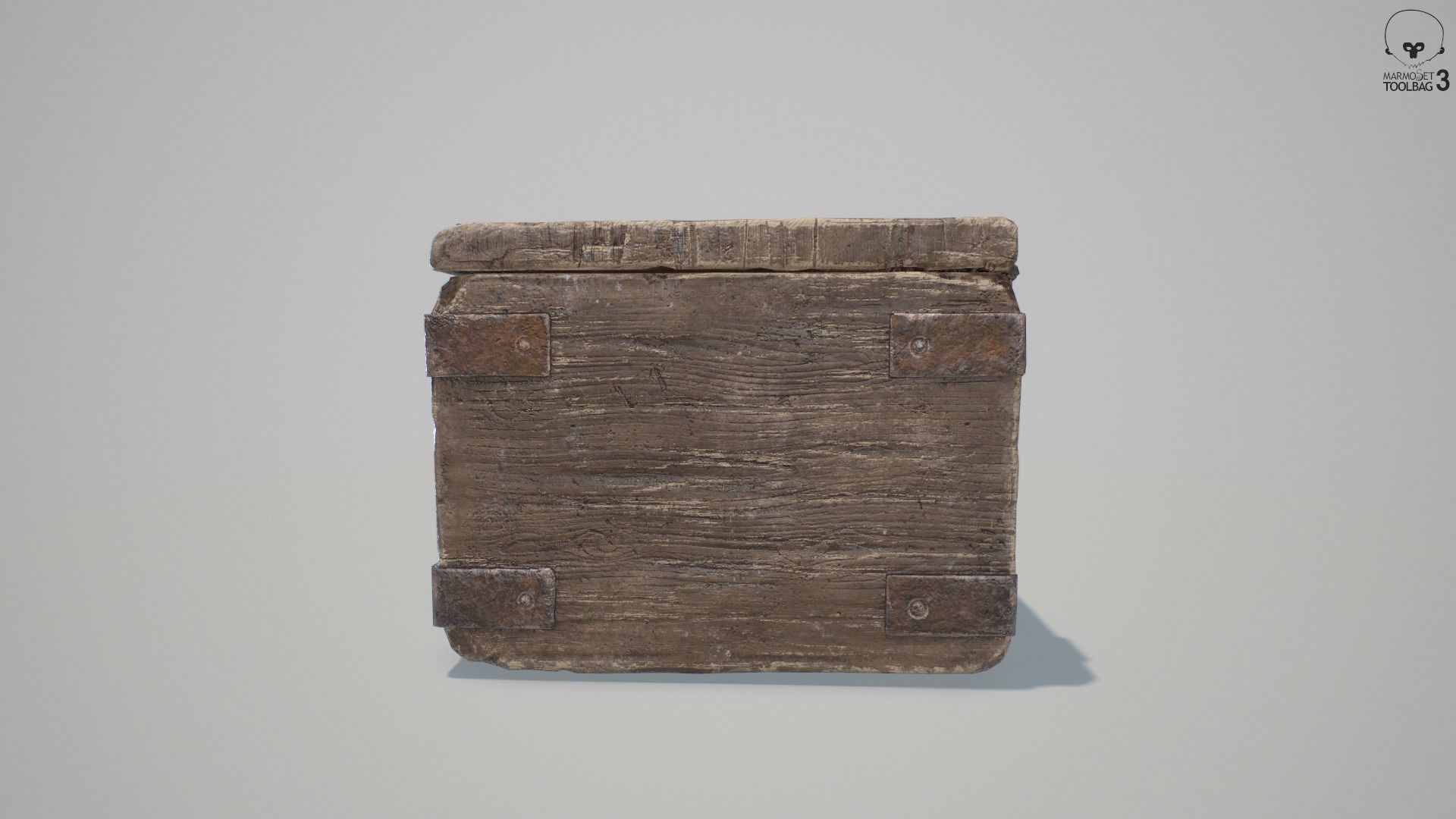 PBR Old Wooden Chest Low-poly 3D model_6