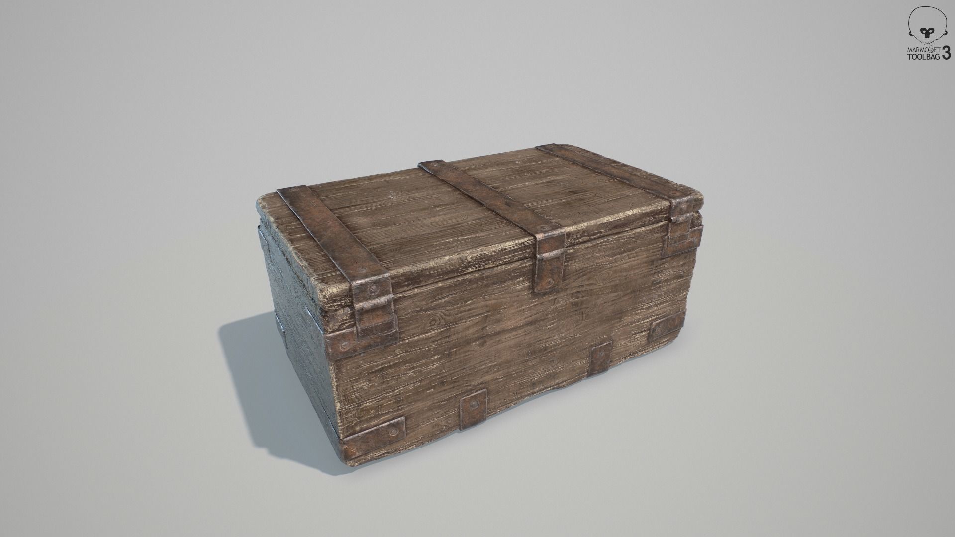 PBR Old Wooden Chest Low-poly 3D model_5