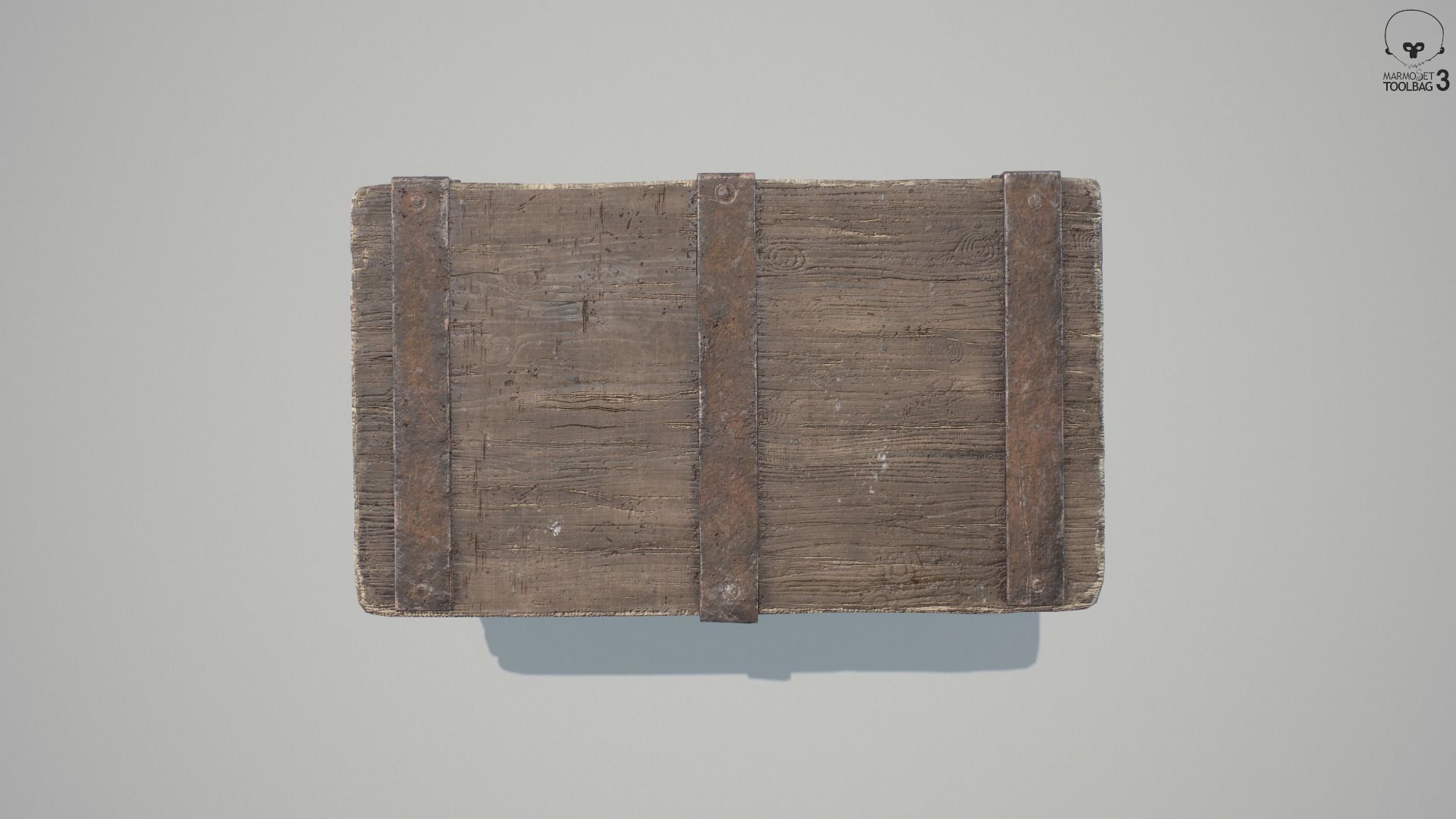 PBR Old Wooden Chest Low-poly 3D model_3