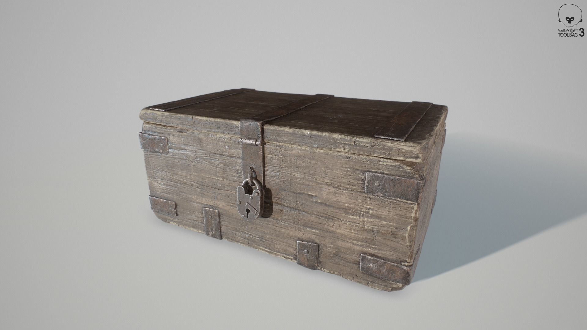 PBR Old Wooden Chest Low-poly 3D model_4