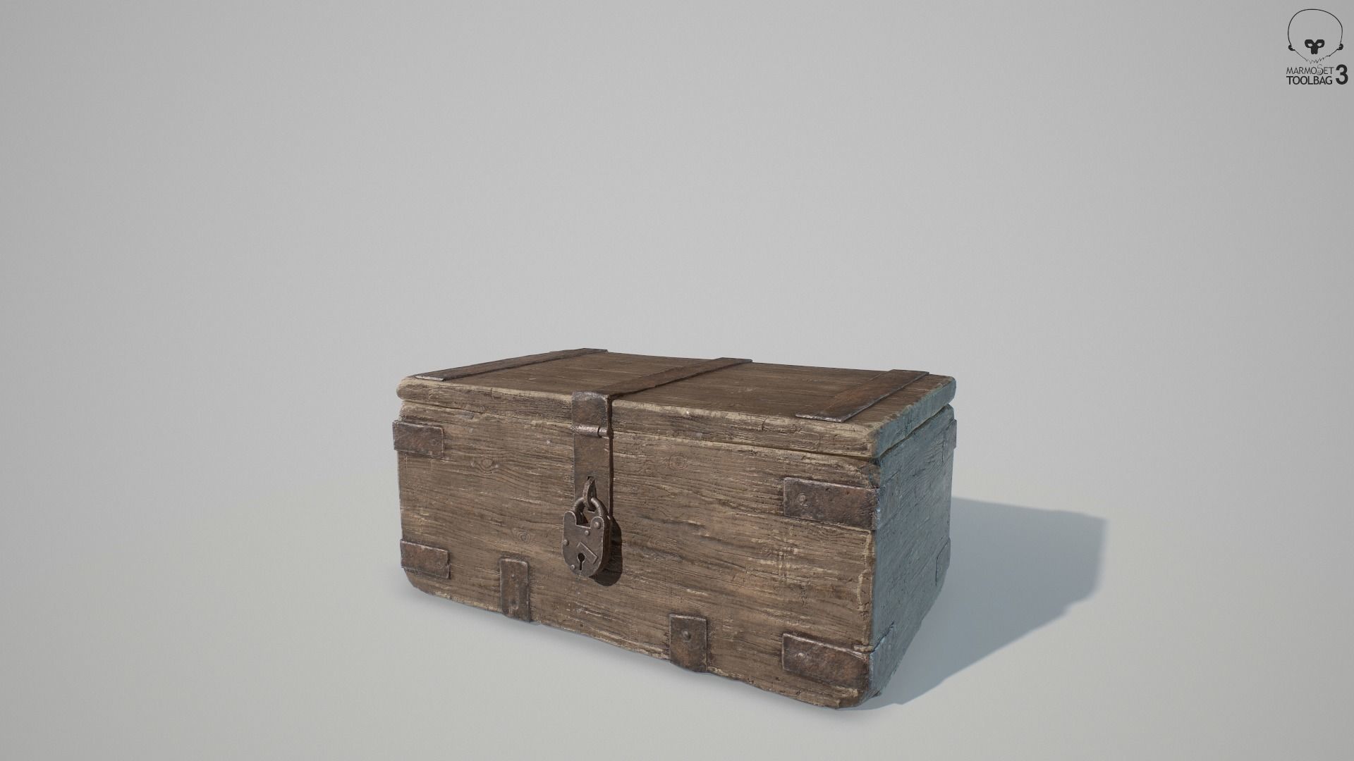 PBR Old Wooden Chest Low-poly 3D model_1