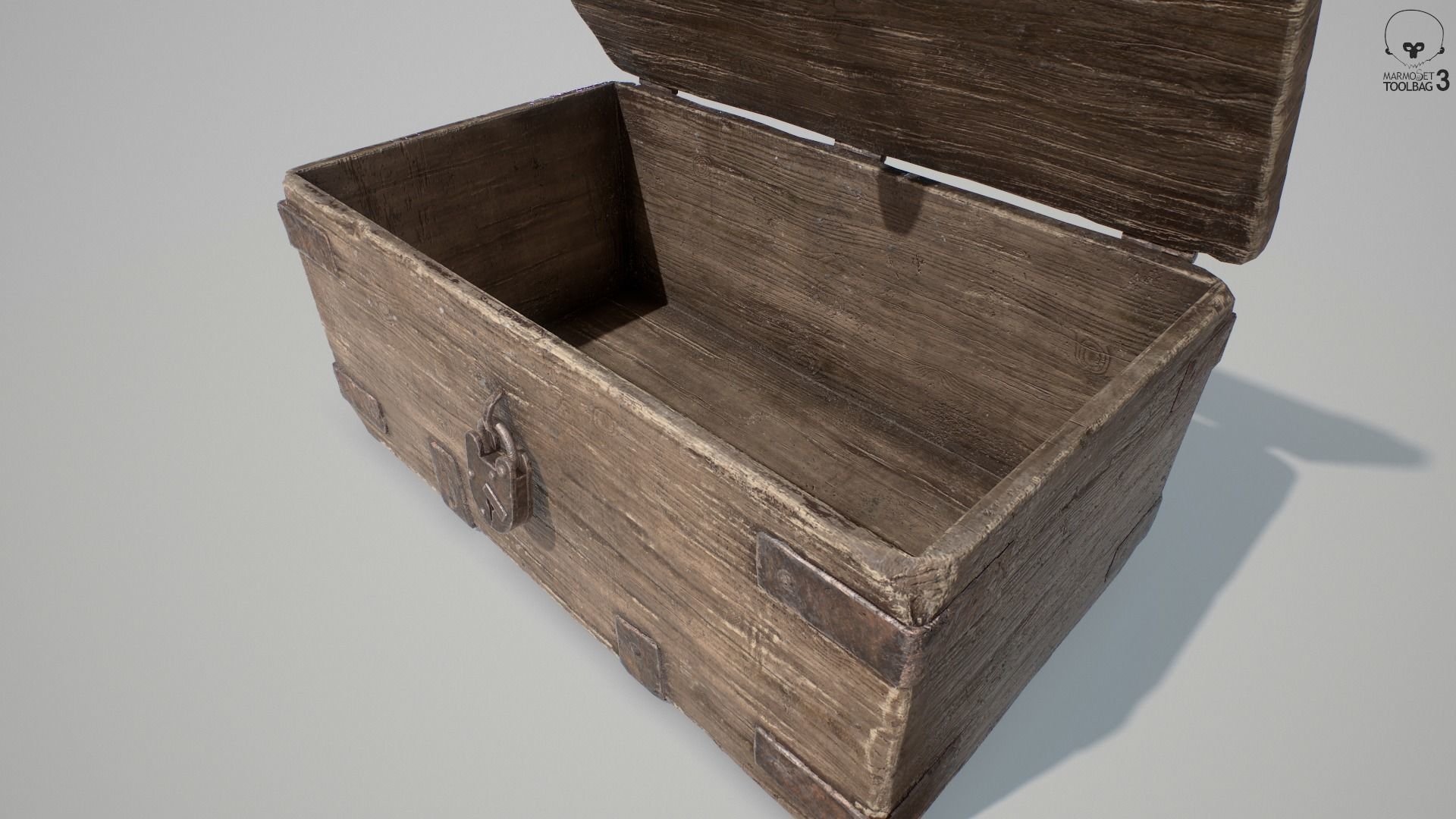 PBR Old Wooden Chest Low-poly 3D model_9