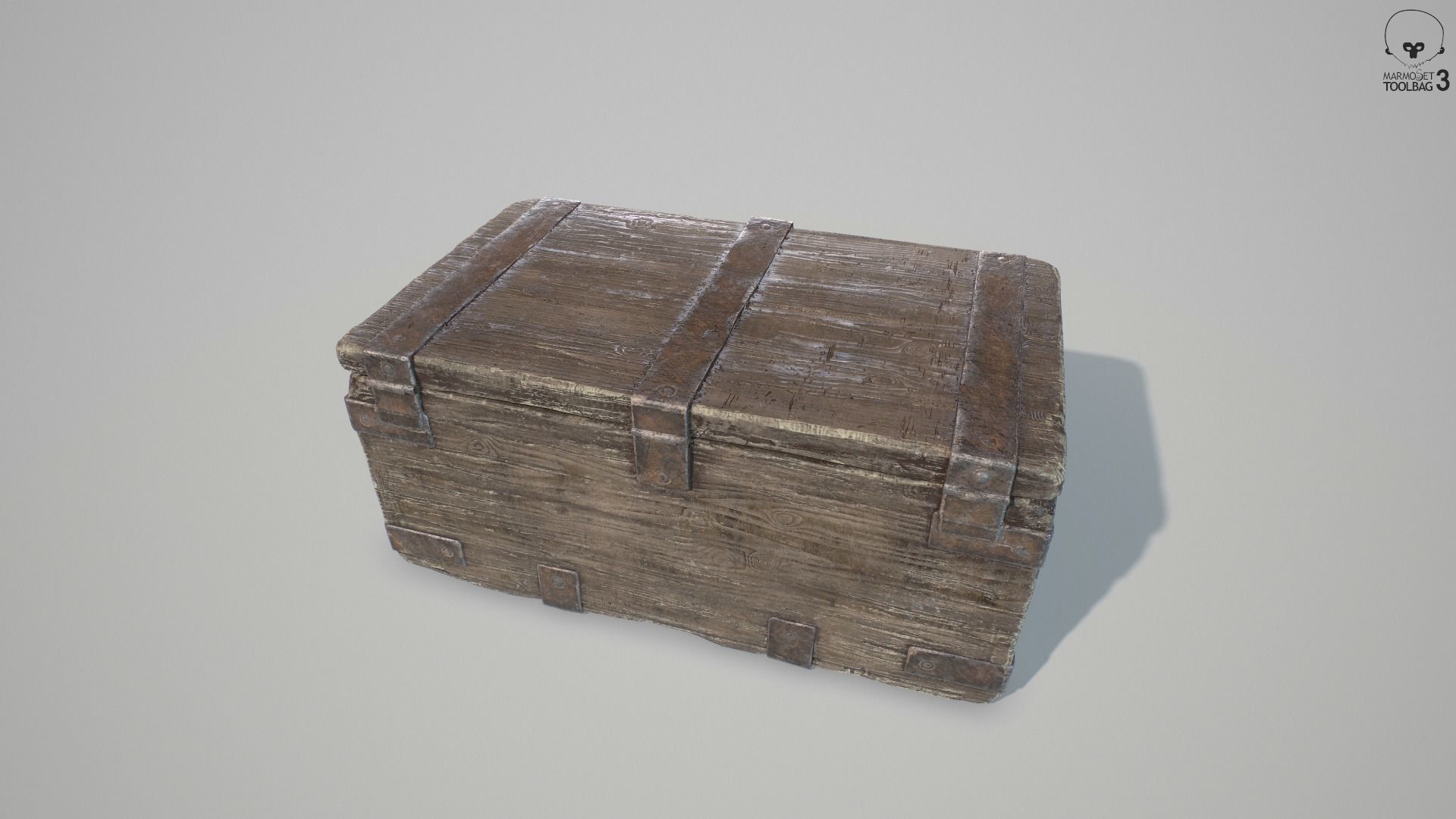 PBR Old Wooden Chest Low-poly 3D model_7