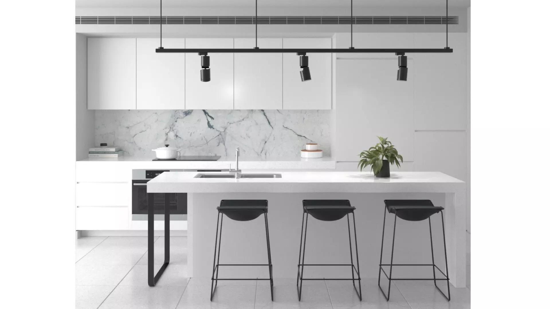 Kitchen C - High End Apartment Low-poly 3D model