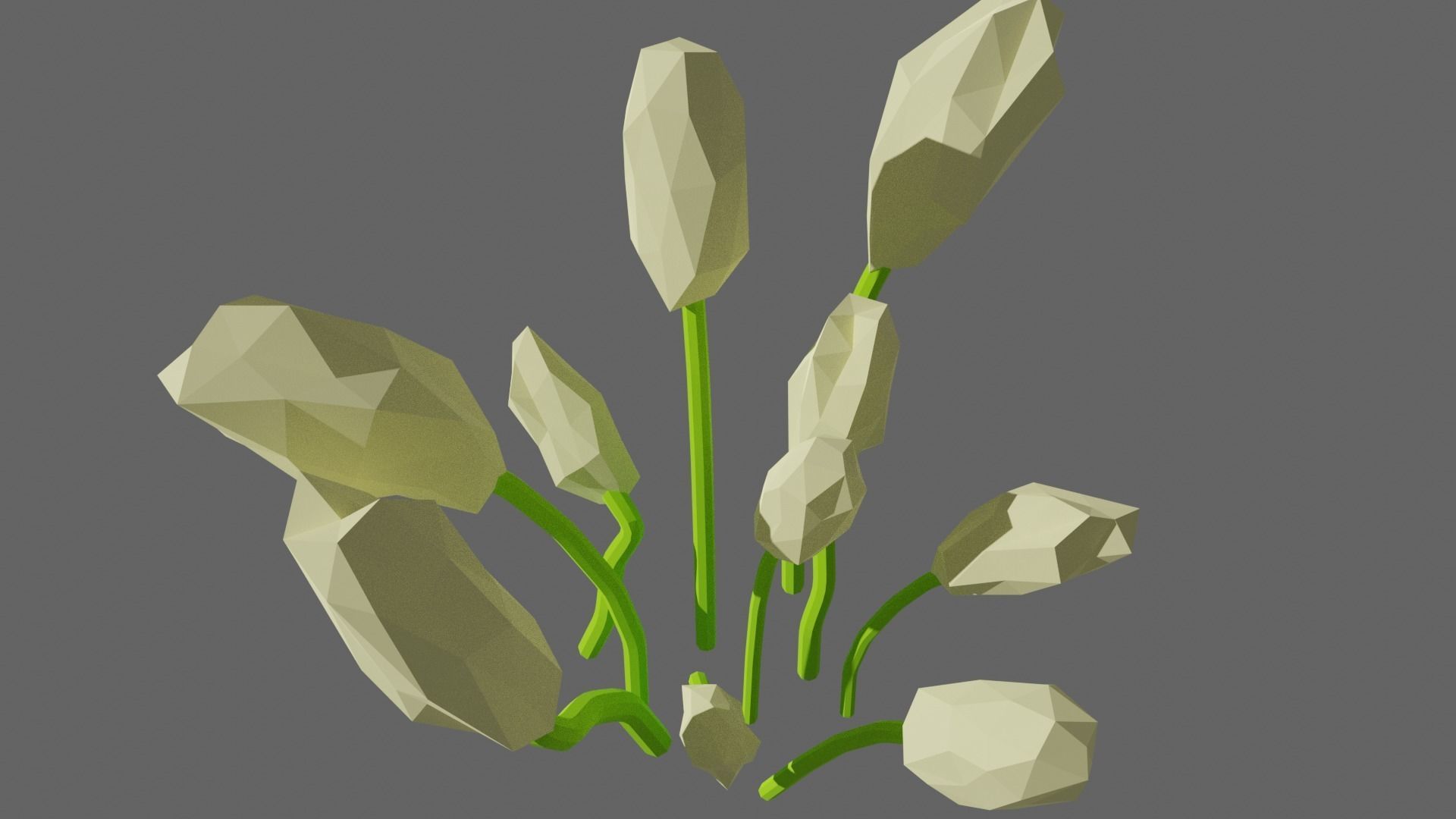 Low Poly Shrubs and Rocks Set 1 Low-poly 3D model_22