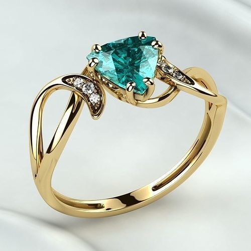 Topaz Trillion Cut Gem Gold Ring 3D print model