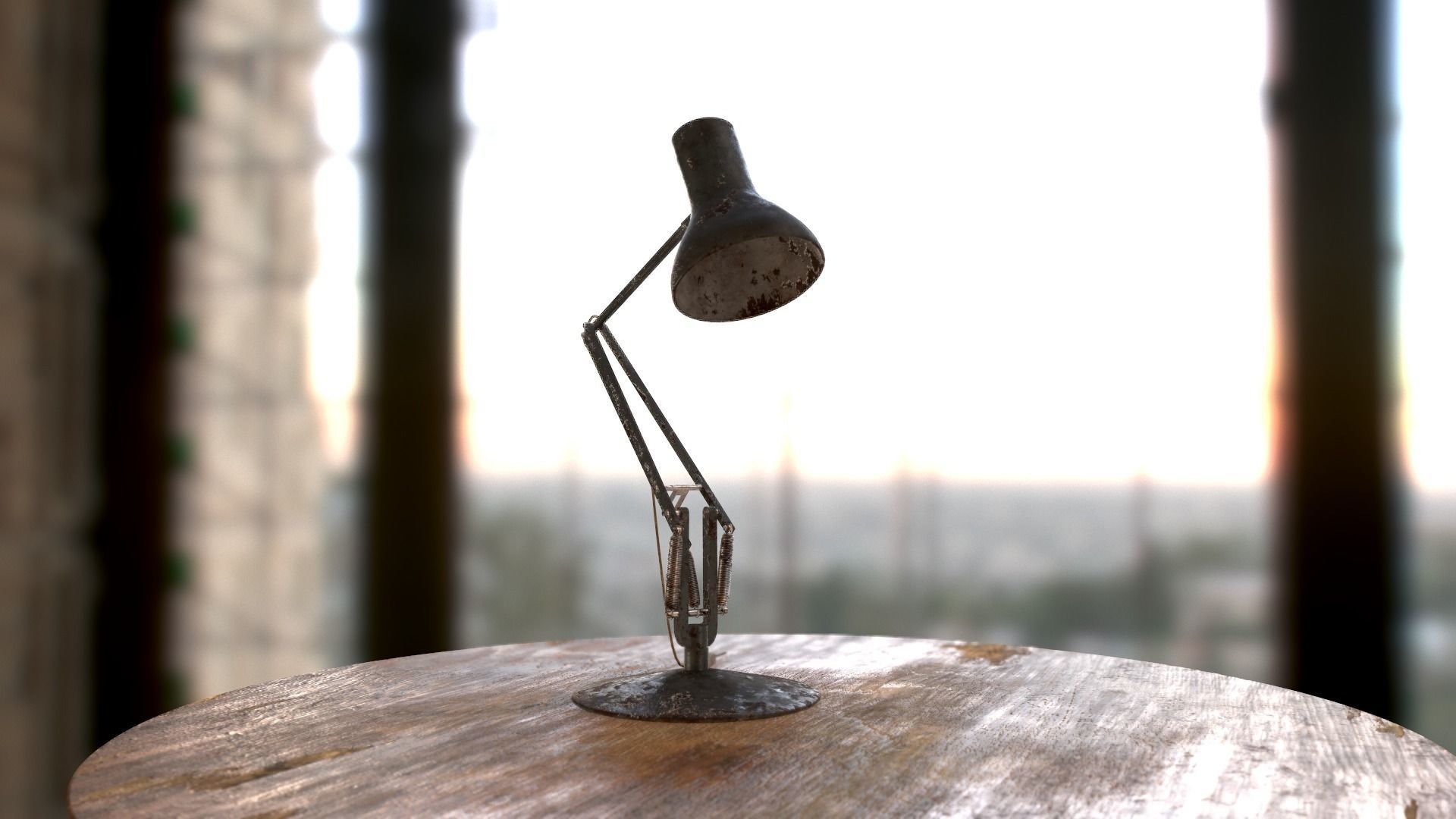 Dirty and rusty Soviet lamp or Old russian light Low-poly 3D model_81