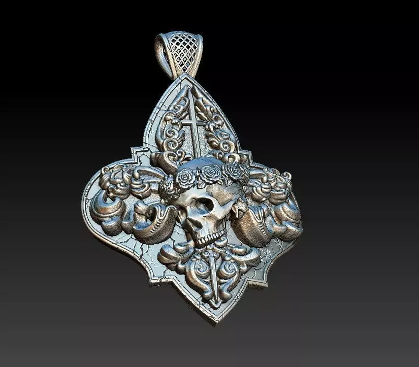  Pendant  cherub  skull 3D model_0