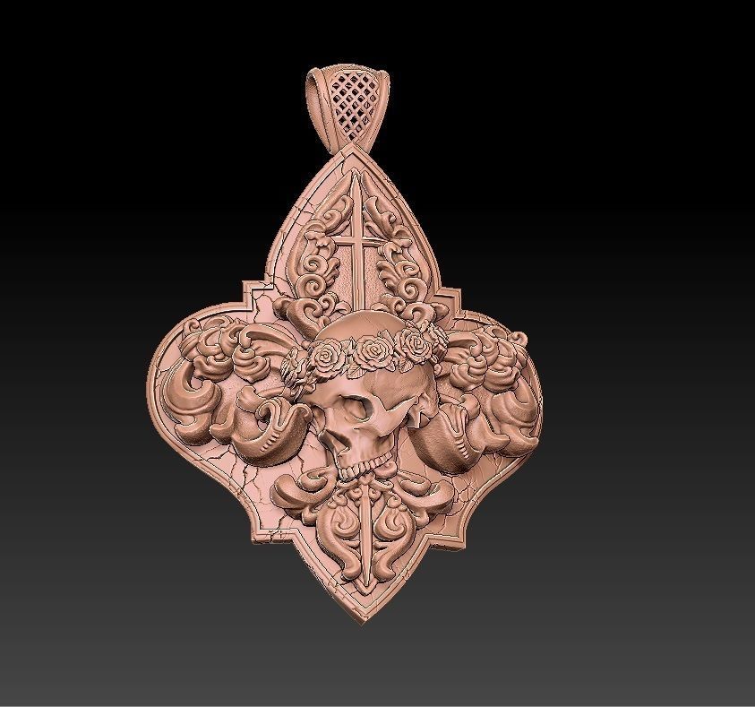  Pendant  cherub  skull 3D model_8