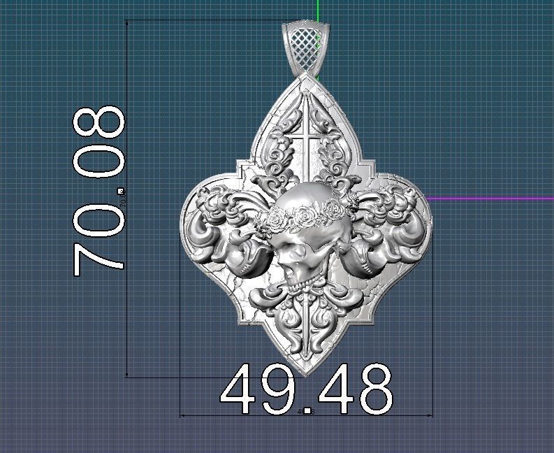  Pendant  cherub  skull 3D model_9