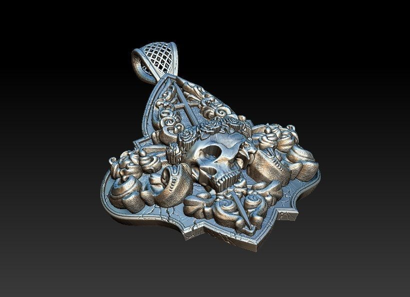  Pendant  cherub  skull 3D model_2