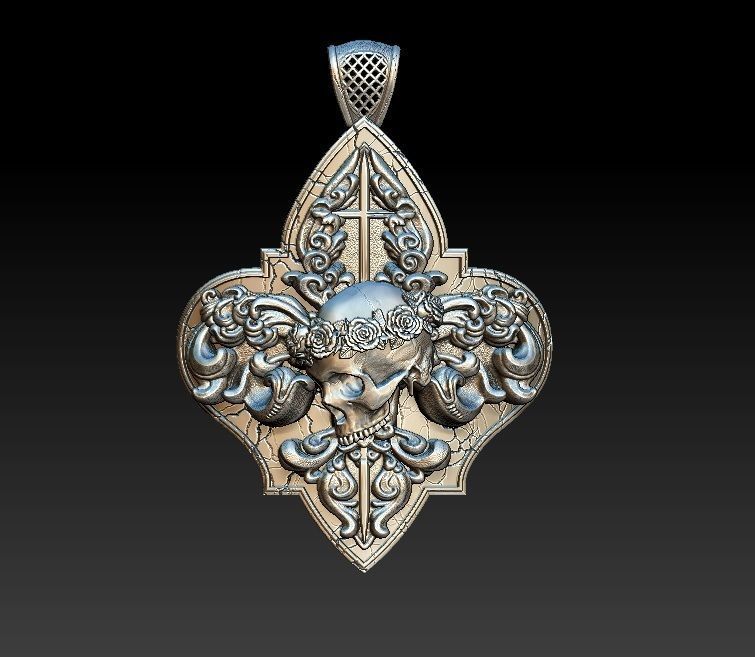  Pendant  cherub  skull 3D model_1