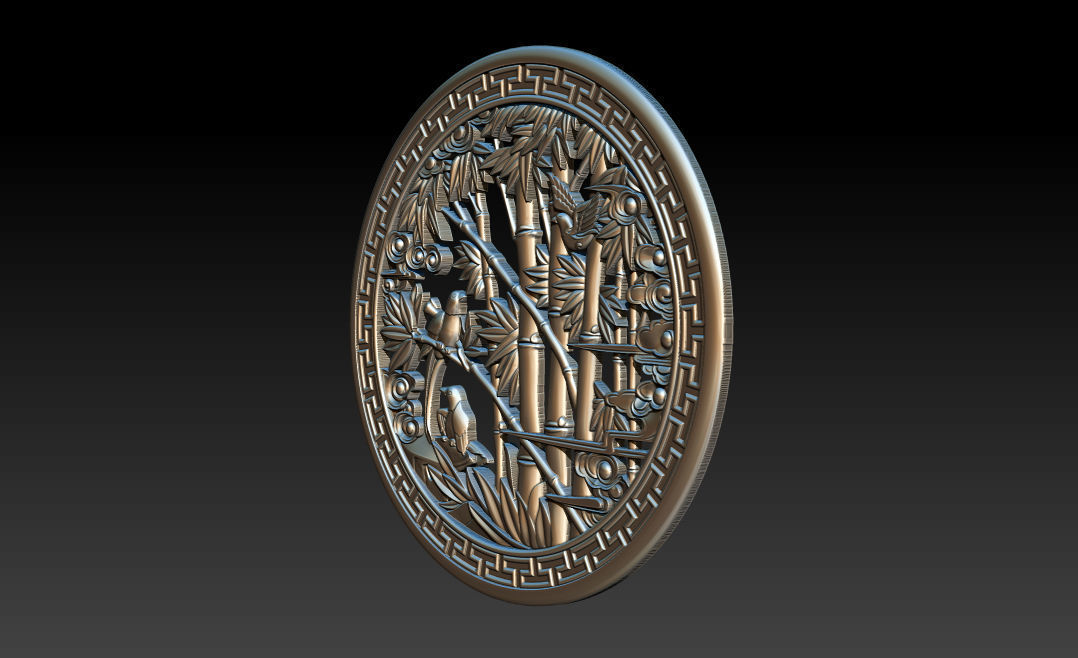 Mural Bamboo wood carving file stl OBJ and ZTL for CNC 3D print model_27