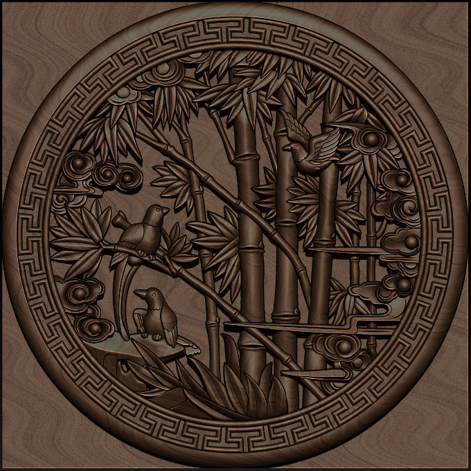 Mural Bamboo wood carving file stl OBJ and ZTL for CNC 3D print model_7