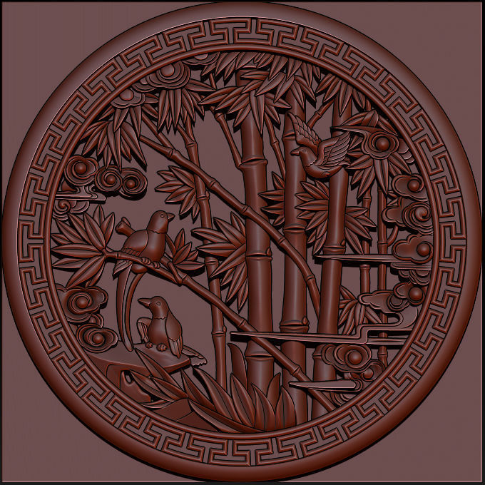Mural Bamboo wood carving file stl OBJ and ZTL for CNC 3D print model_5