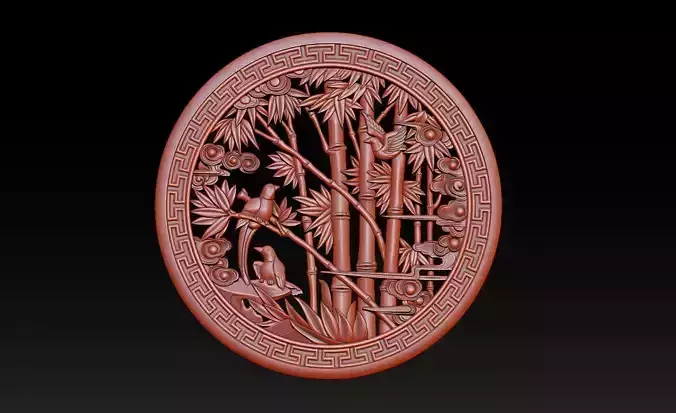 Mural Bamboo wood carving file stl OBJ and ZTL for CNC 3D print model