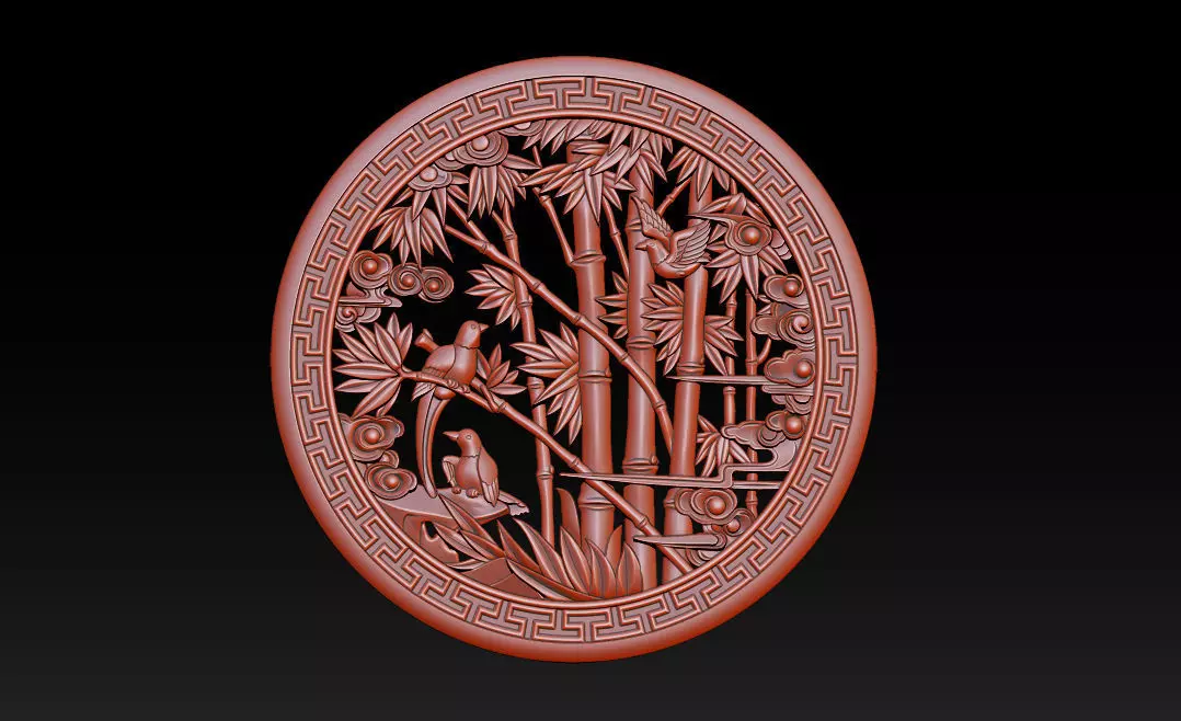Mural Bamboo wood carving file stl OBJ and ZTL for CNC 3D print model_0