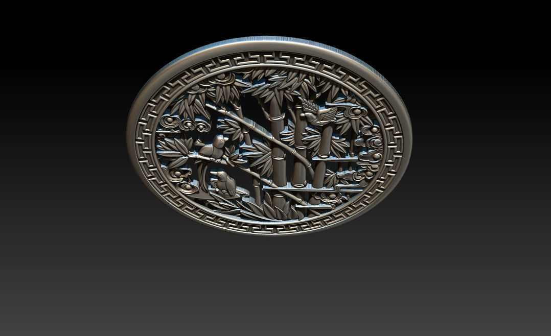 Mural Bamboo wood carving file stl OBJ and ZTL for CNC 3D print model_17