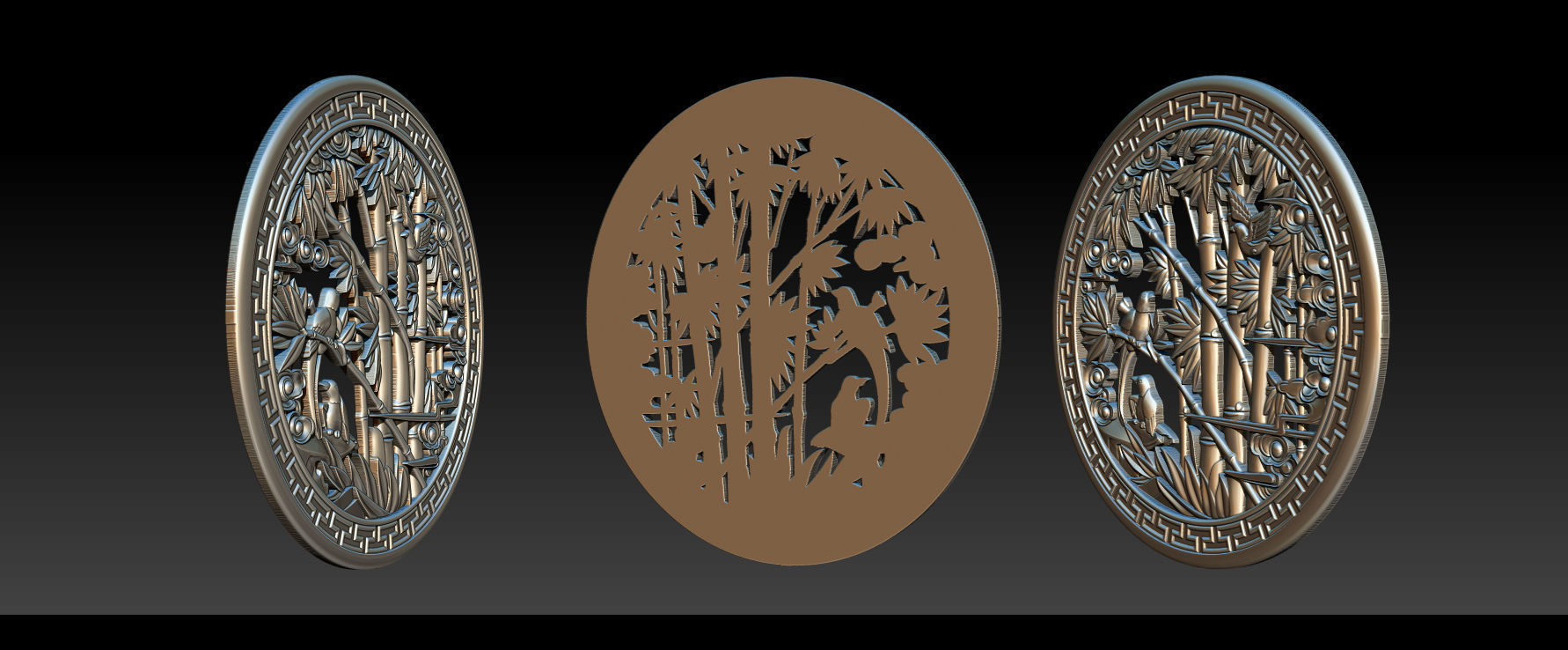 Mural Bamboo wood carving file stl OBJ and ZTL for CNC 3D print model_18