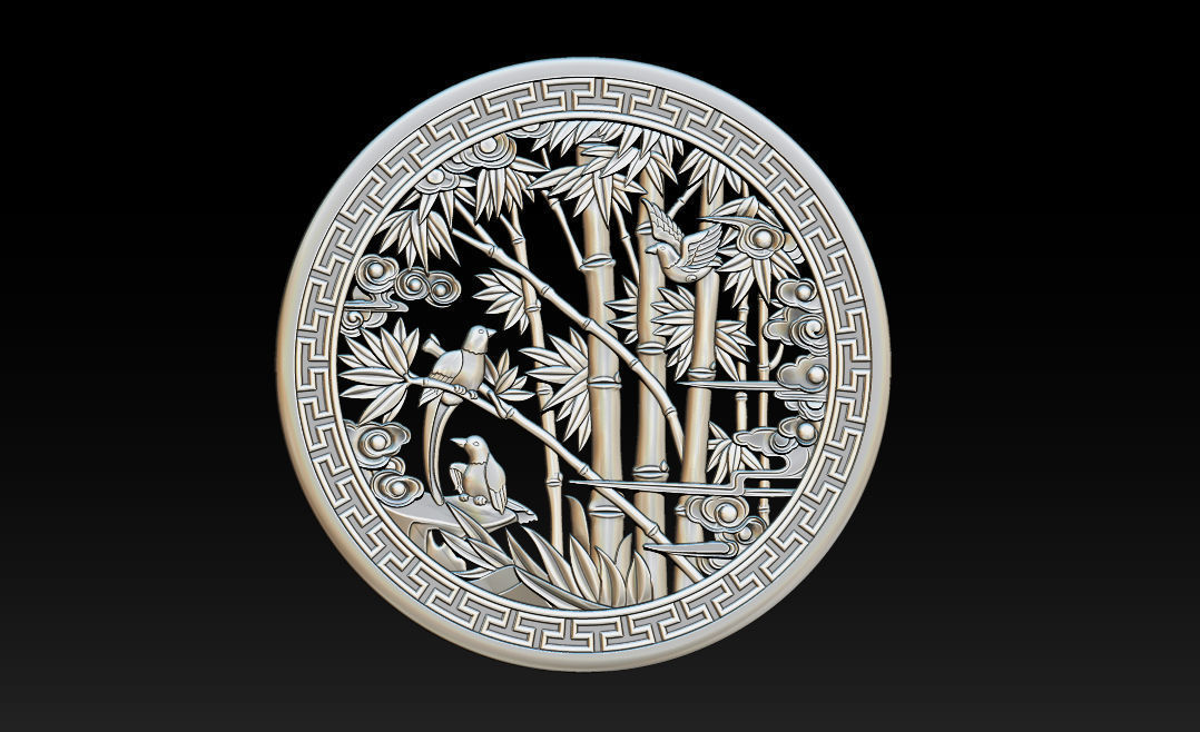 Mural Bamboo wood carving file stl OBJ and ZTL for CNC 3D print model_14