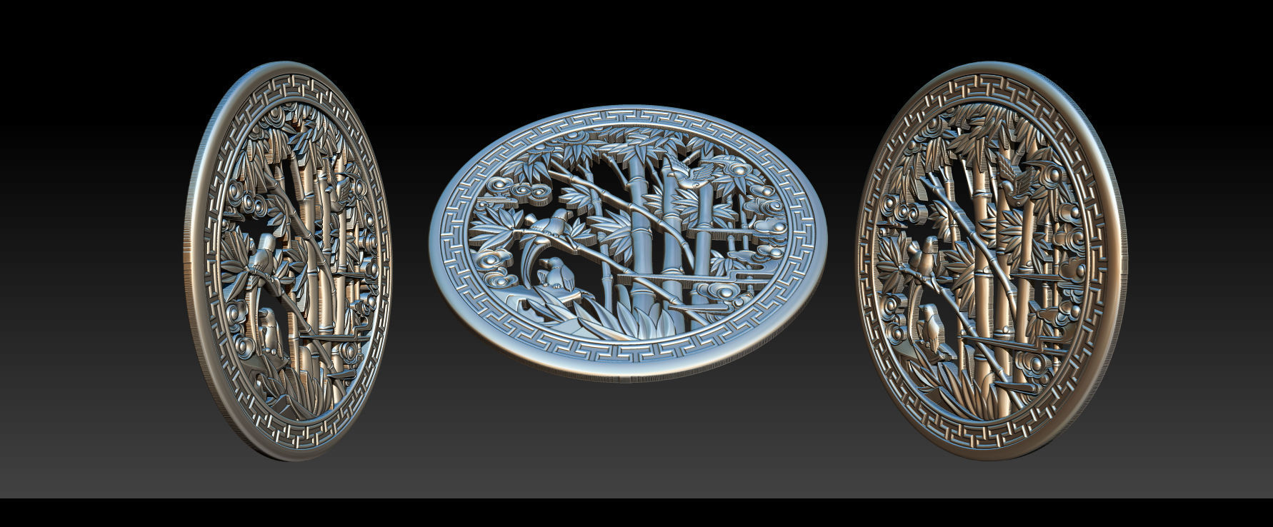 Mural Bamboo wood carving file stl OBJ and ZTL for CNC 3D print model_24