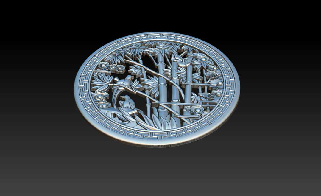 Mural Bamboo wood carving file stl OBJ and ZTL for CNC 3D print model_21