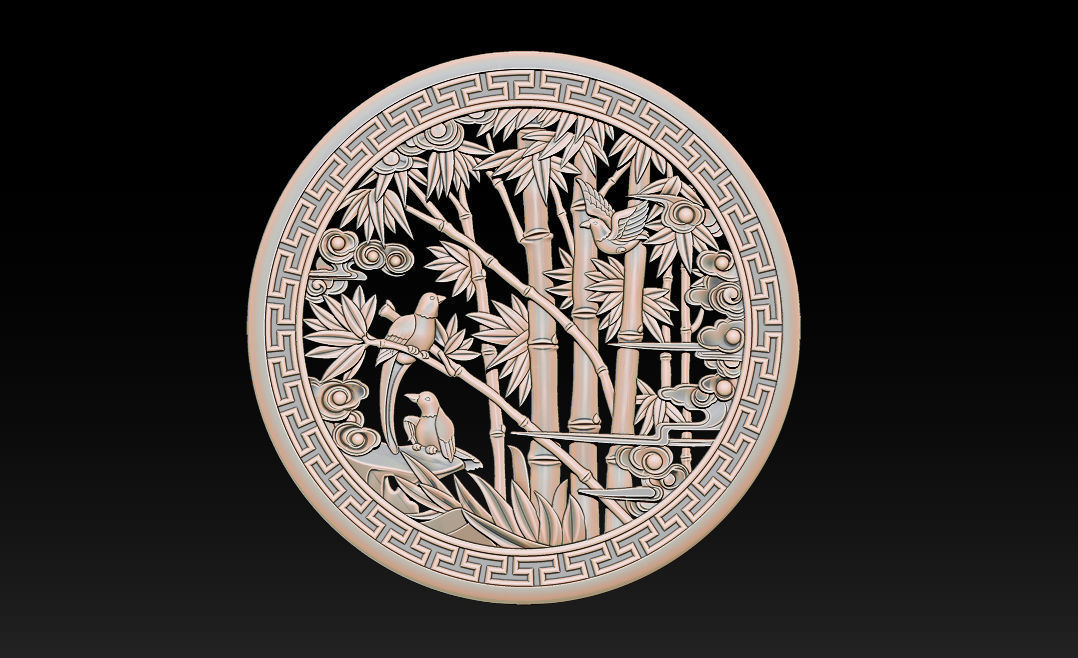 Mural Bamboo wood carving file stl OBJ and ZTL for CNC 3D print model_3