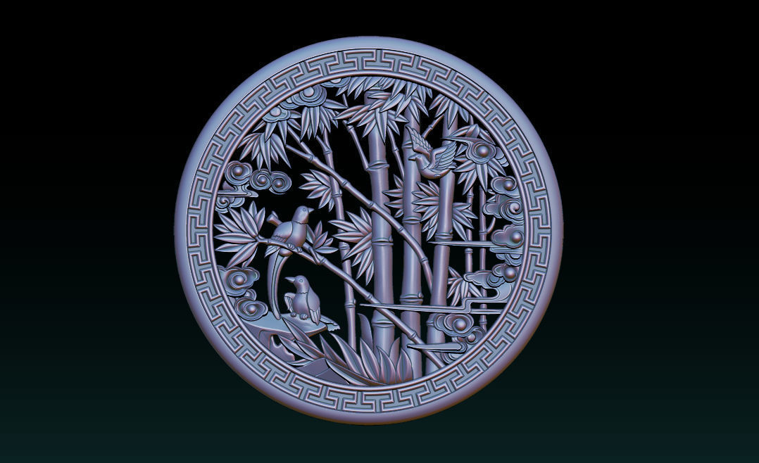 Mural Bamboo wood carving file stl OBJ and ZTL for CNC 3D print model_19