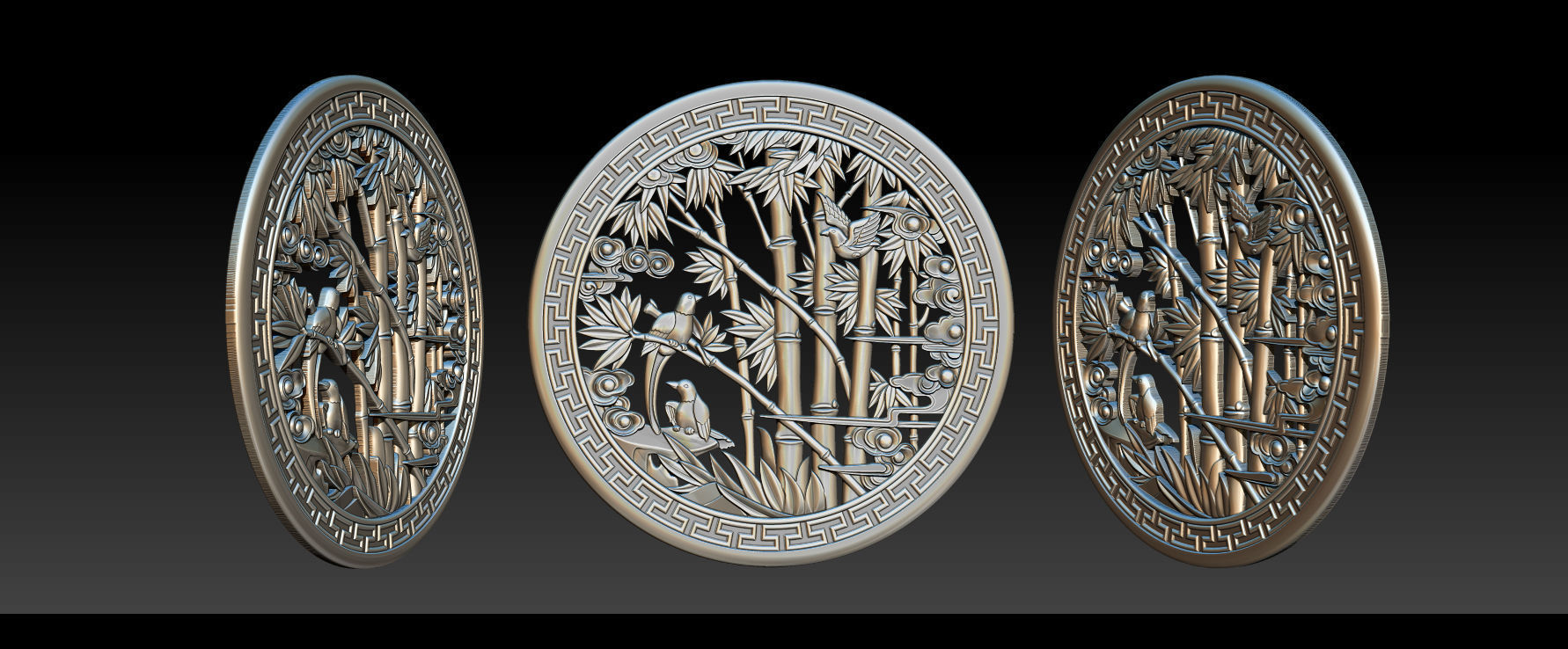 Mural Bamboo wood carving file stl OBJ and ZTL for CNC 3D print model_26